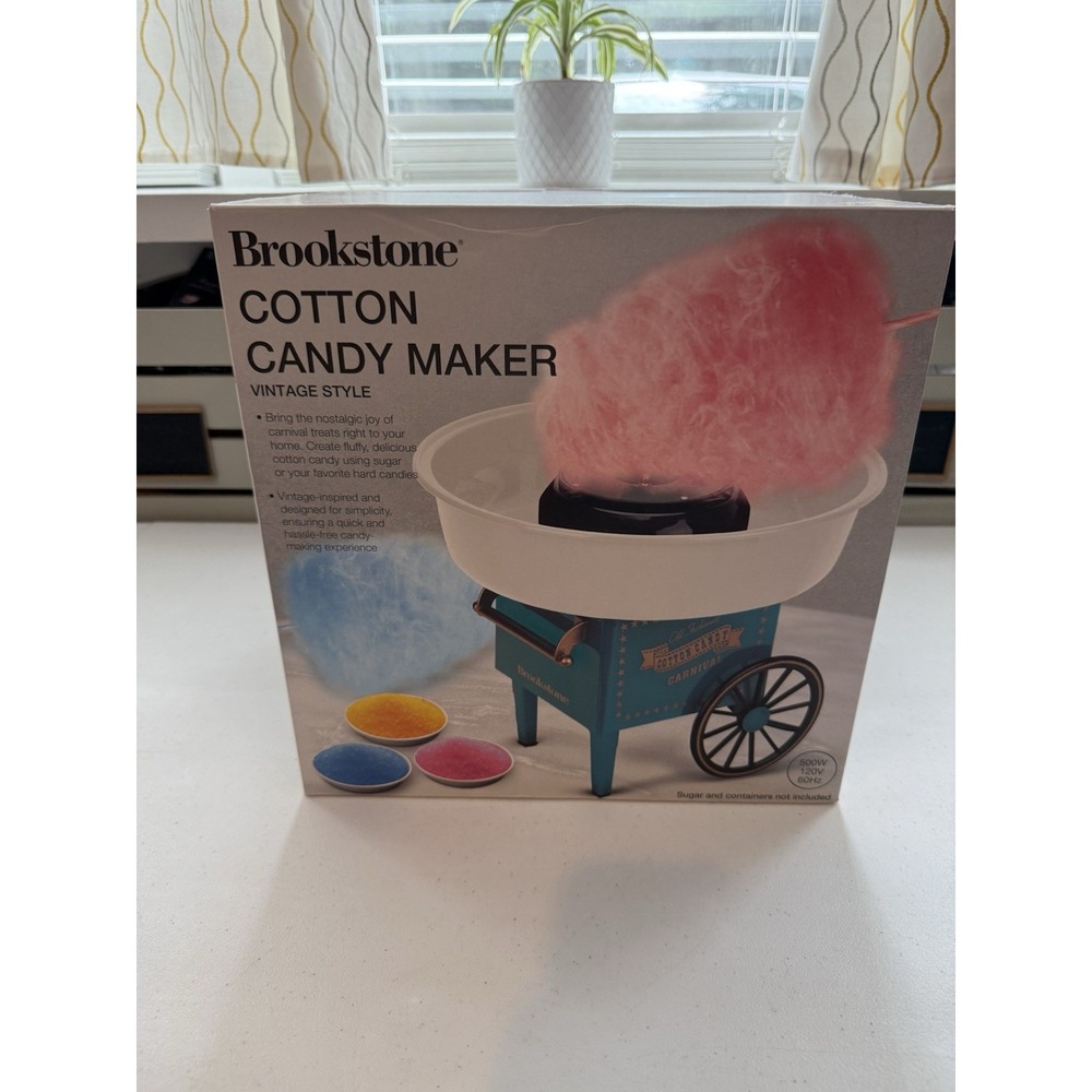 Brookstone Cotton Candy Machine Vintage Style Old Fashion Carnival Design Blue